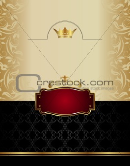 luxury gold wine label with emblem