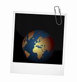 Illustration of our planet on photo frame background