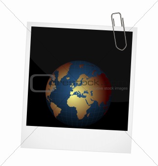 Illustration of our planet on photo frame background