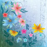 abstract grunge floral background with flowers
