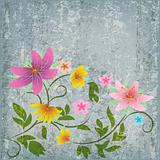 abstract grunge floral background with flowers