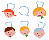 Cute cooking and icons set - chef family (  isolated on white )
