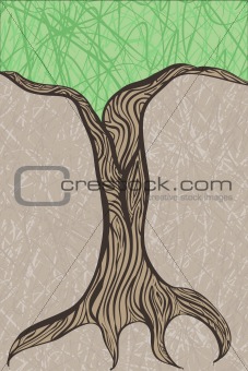 vector oak tree trunk  with place for your text at the top