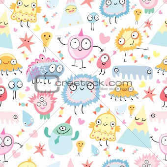 a pattern of funny monsters