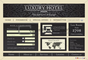Hotel website template design vector