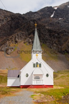 Historic Norwegian Church at Grytviken, South Georgia Island, sub-Antarctica.