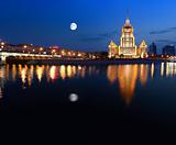  Night Moscow.  Moscow River. Hotel Ukraine.