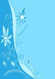 background with a flower arrangement in a blue