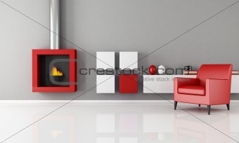 minimalist fireplace in a living room