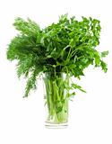 dill and parsley in glass 