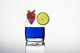blue cocktail with lemon