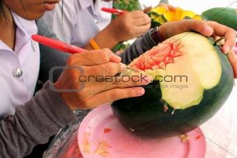 Carving water melon