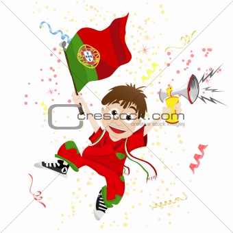 Portugal Sport Fan with Flag and Horn