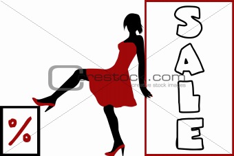 Sexy woman silhouette with two banners