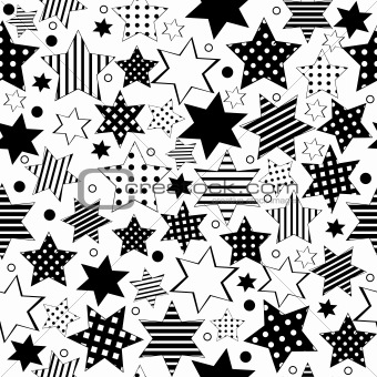Seamless pattern with different types of stars