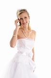 happy bride with mobile phone