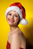 Christmas girl in santa hat