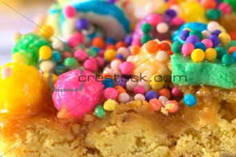 Colorful Sweet Candy Balls on Turron
