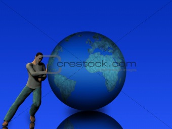 Man leans on earth
