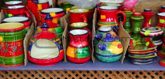 colorful ceramics pottery painted vivid color clay