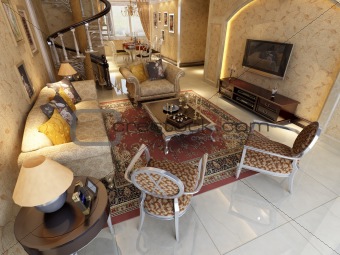 Interior fashionable living-room rendering