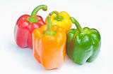 Four coloured peppers