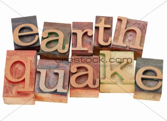 earthquake in letterpress type