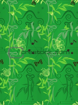 Floral Seamless pattern greek melody with notes