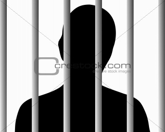 Human behind bars