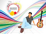 abstract colorful background with musical boy