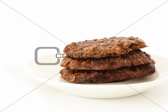 Brown oatmeal cookies on plate