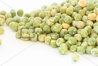 Dry green pea on white background