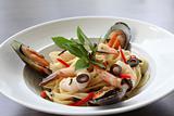 Fresh mediterranean seafood pasta