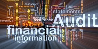 Financial audit background concept glowing