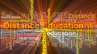 Distance education background concept glowing