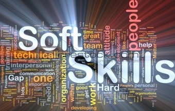 Soft skills background concept glowing