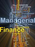 Managerial finance background concept glowing