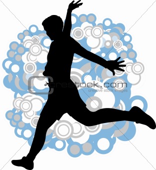 man jump on the abstract background