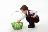 Boy Looking In Easter Basket