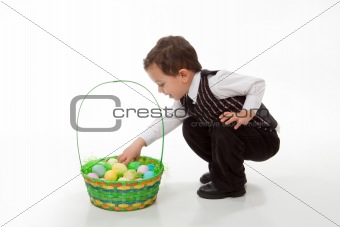Boy Looking In Easter Basket