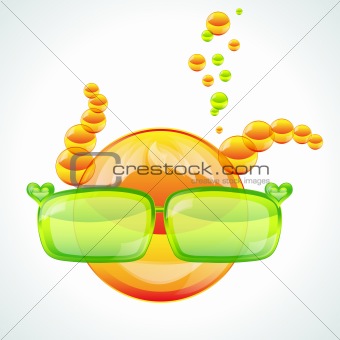 Redhed girl wearing green sunglasses