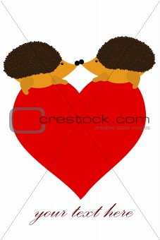 two love hedgehog with heart