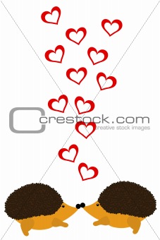 two love hedgehog with hearts