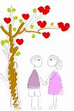 love couple under heart tree