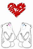 two love bear with heart