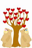 two love bear under heart tree