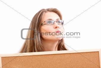 Woman with a corkboard