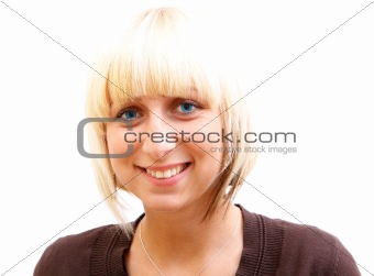 Smiling woman with blue eyes
