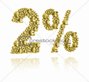 3D Illustration of  two percent