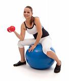 Working out on a pilates ball